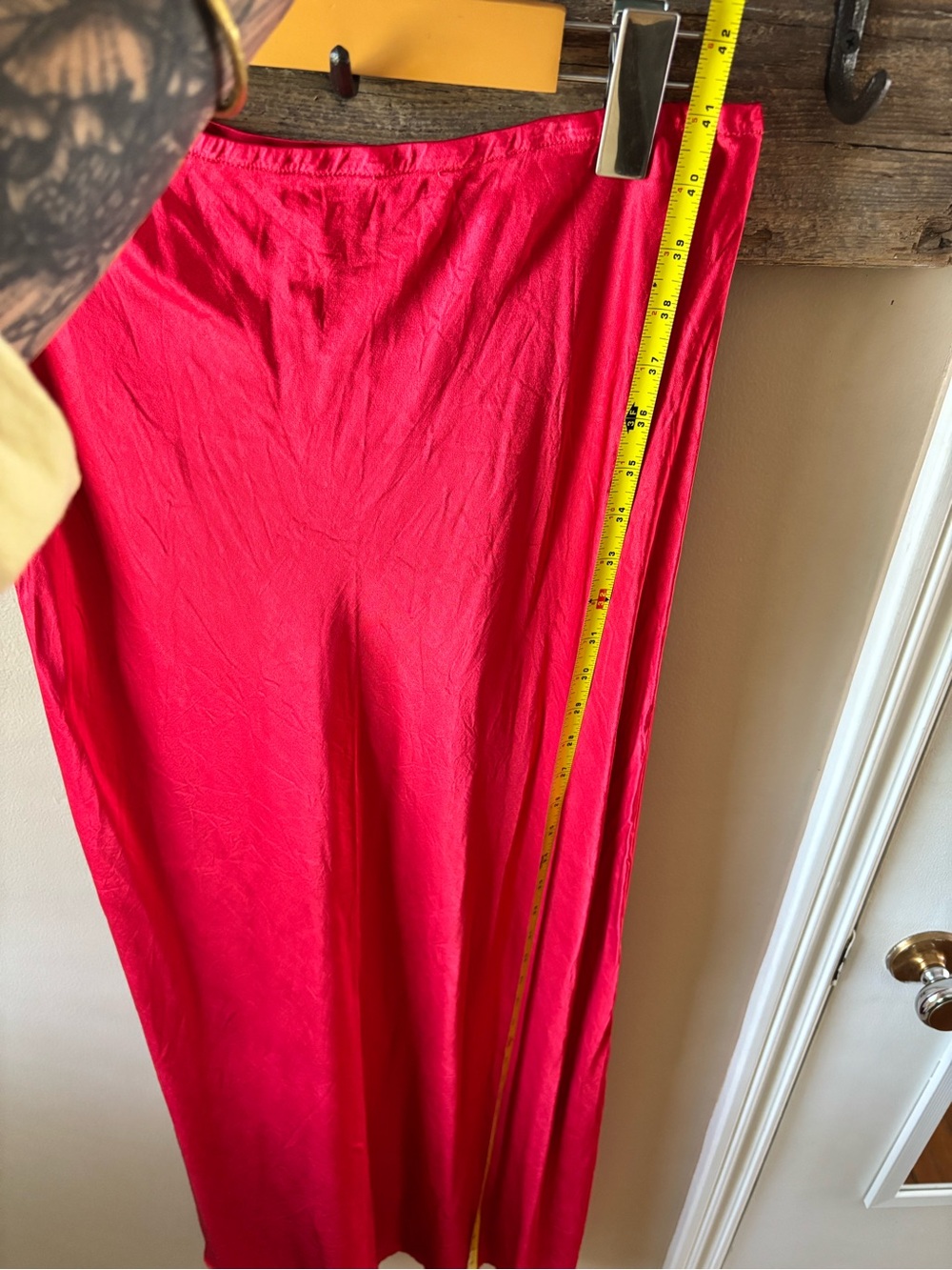 Red Rayon Maxi Skirt